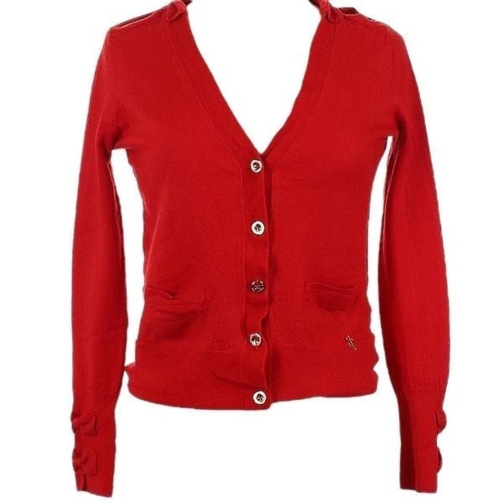 JUICY COUTURE Red Bowtie Detailed Cardigan Size L